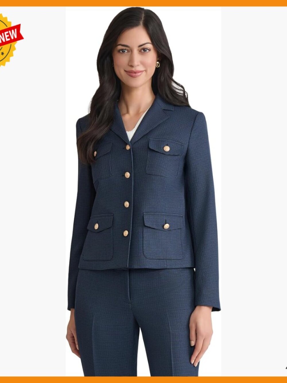 Tailored Blazer with Four Pockets, Wrinkle-Resistant Polyester, Classic Fit